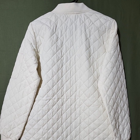 Unworn Zella Longline Water Resistant Quilted Bomber Jacket in Ivory Egret - Picture 5 of 8